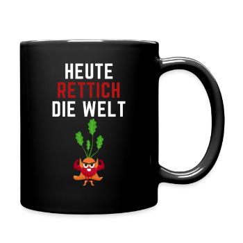 Gärtner Garten Gärtnerin Heute Rettich die Welt - Tasse einfarbig - Schwarz - Rechts