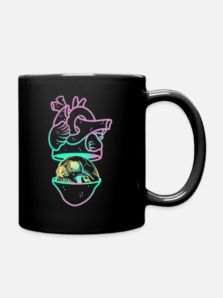 Heart Skull 1 rose - Mug uni - noir