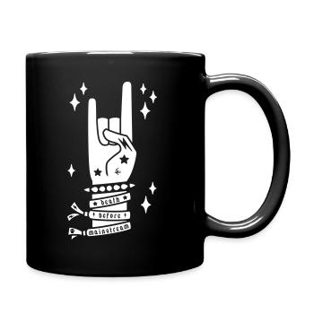 death before mainstream - heavy metal hand gesture - Full Colour Mug - black - Right