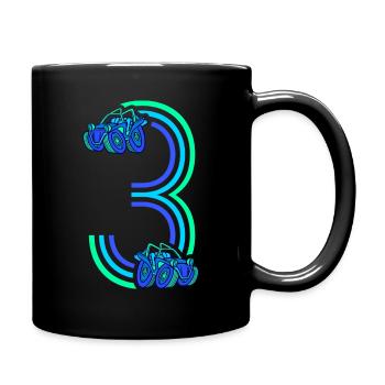 3. Geburtstag Rennauto 3 Jahre alt Rennwagen - Tasse einfarbig - Schwarz - Rechts