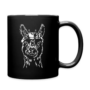 Funny Llama Portrait with Crown Animals Wilsigns - Full Colour Mug - black - Right