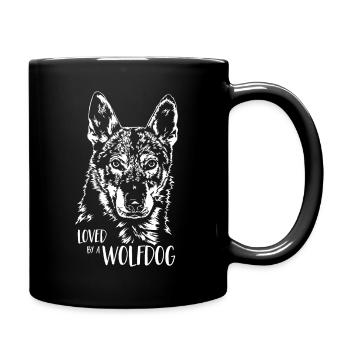 Loved by a Wolfdog Tschechoslowakischer Wolfhund - Tasse einfarbig - Schwarz - Rechts