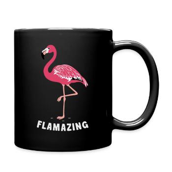Flamingo Tier Rosa - Tasse einfarbig - Schwarz - Rechts