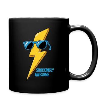 Cooler Blitz mit Sonnenbrille - Tasse einfarbig - Schwarz - Rechts