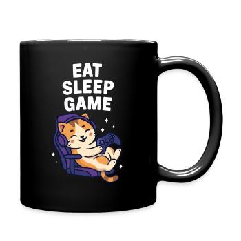 Funny Gamer Cat Illustration - Full Colour Mug - black - Right