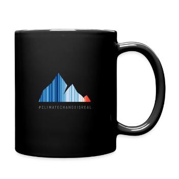 Global warming stripes - gray font - Full Colour Mug - black - Right