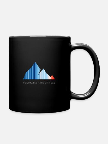 Global warming stripes - gray font - Full Colour Mug - black
