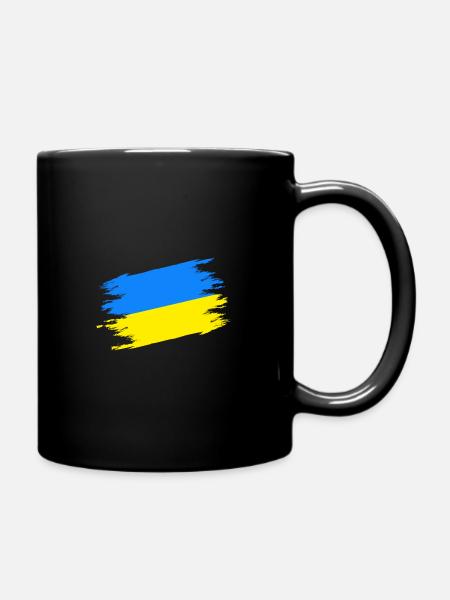 Ukrainische Flagge Pinselstrich Blau und Gelb - Tasse einfarbig - Schwarz