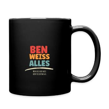 Ben weiss Alles - Tasse einfarbig - Schwarz - Rechts