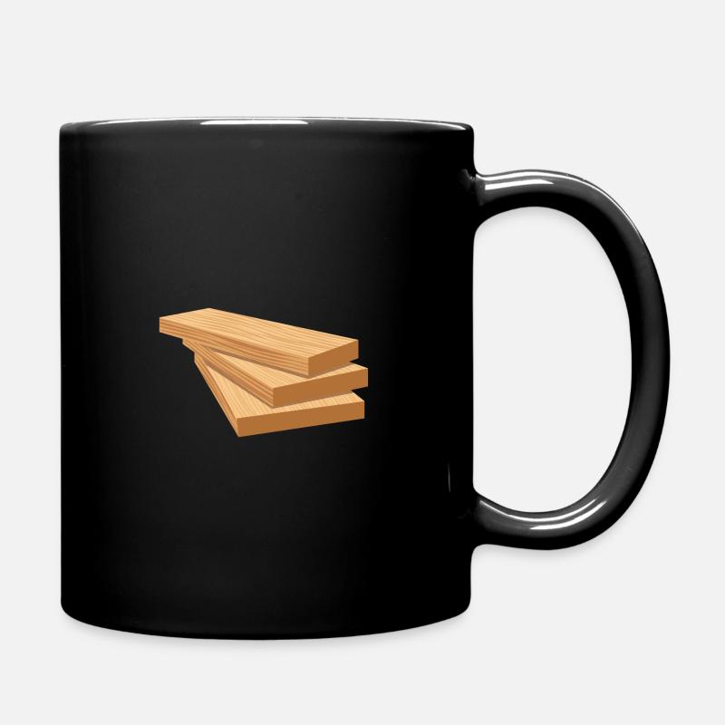 Stapel Holzlatten hellbraun - Tasse einfarbig - Schwarz