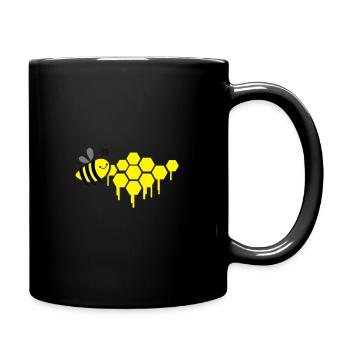 honigwaben biene - Tasse einfarbig - Schwarz - Rechts