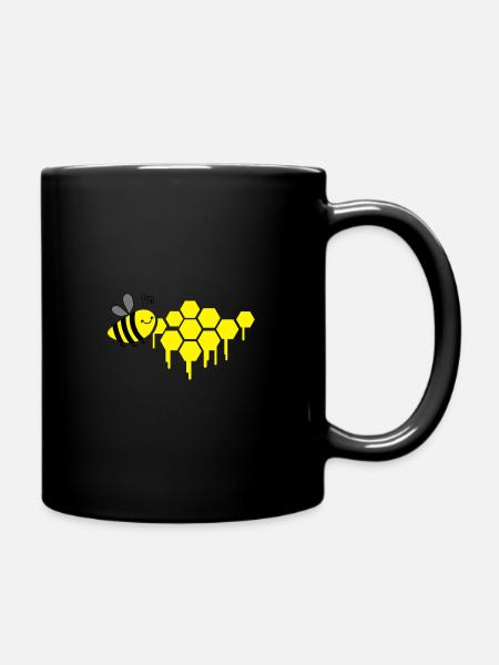 honigwaben biene - Tasse einfarbig - Schwarz