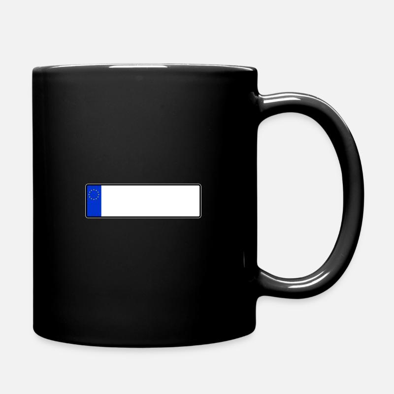 Nummernschild Blanko Kurz EU - Tasse einfarbig - Schwarz