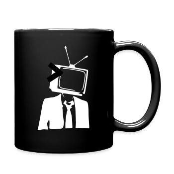 Tv Fernseher als Kopf - Tasse einfarbig - Schwarz - Rechts