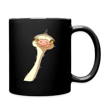Oiseau Autruche Drôle (b) - Mug uni - noir - Droite