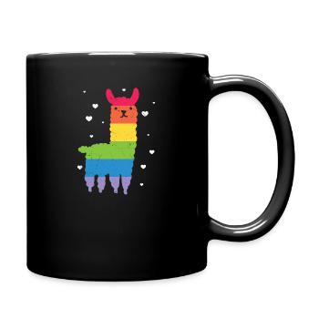 Gay Pride Rainbow Flag Lama LGBTQ - Full Colour Mug - black - Right