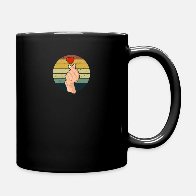 Vintage Saranghae Hand Finger Herz Retro K-Pop - Tasse einfarbig - Schwarz