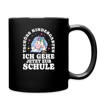 Einschulung Einhorn Tschüss Kindergarten - Tasse einfarbig - Schwarz - Rechts