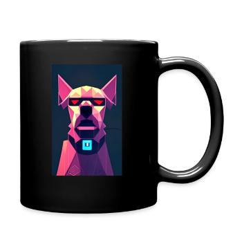 Chien avec des lunettes polygonales futuristes - Mug uni - noir - Droite