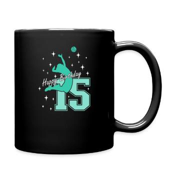 15. Geburtstag Volleyball Volleyballspielerin - Tasse einfarbig - Schwarz - Rechts