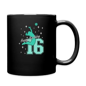 16. Geburtstag Volleyball Volleyballspielerin - Tasse einfarbig - Schwarz - Rechts