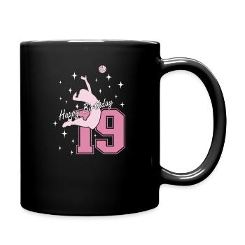19. Geburtstag Volleyball Volleyballspielerin - Tasse einfarbig - Schwarz - Rechts