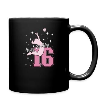 16. Geburtstag Volleyball Volleyballspielerin - Tasse einfarbig - Schwarz - Rechts