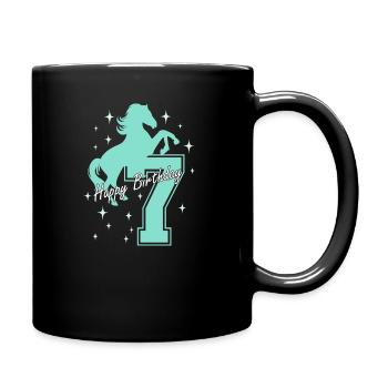 7. Geburtstag Reiten Pferd Reitstall - Tasse einfarbig - Schwarz - Rechts
