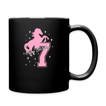 7. Geburtstag Reiten Pferd Reitstall - Tasse einfarbig - Schwarz - Rechts
