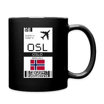 Oslo, Norwegen Bordkarte - OSL Flughafenticket - Tasse einfarbig - Schwarz - Rechts