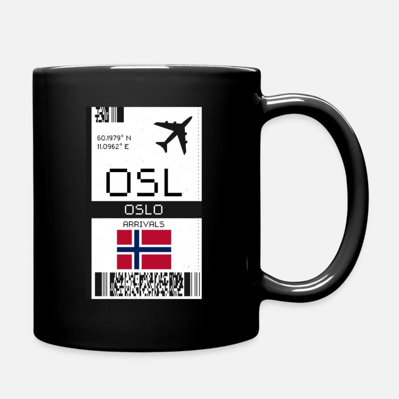 Oslo, Norway Boarding Pass - OSL Airport Ticket - Full Colour Mug - black