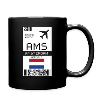Bordkarte Amsterdam, Niederlande - AMS Ticket - Tasse einfarbig - Schwarz - Rechts