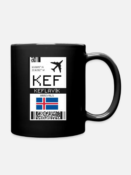 Keflavik, Island Bordkarte - KEF Ticket - Tasse einfarbig - Schwarz