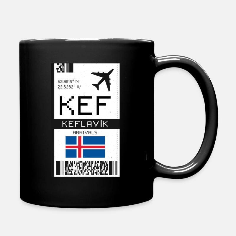 Keflavik, Island Bordkarte - KEF Ticket - Tasse einfarbig - Schwarz
