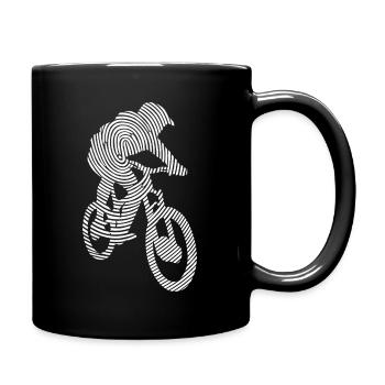 Mountain Bike Downhill Fingerprint Mountain Bike - Full Colour Mug - black - Right