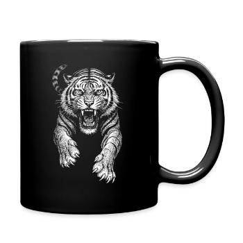 Tigre chat sauvage prédateur cool croquis Dessin - Mug uni - noir - Droite