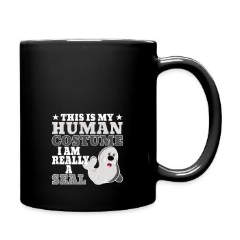 Phoque phoque Halloween lion de mer Idée cadeau - Mug uni - noir - Droite
