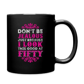 50th birthday 50 years birthday gift funny - Full Colour Mug - black - Right