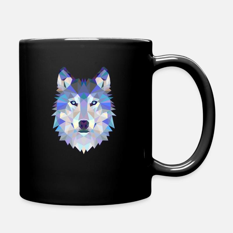 Wolf Hund Polygon 3D Tier Geschenkidee Geometrie - Tasse einfarbig - Schwarz
