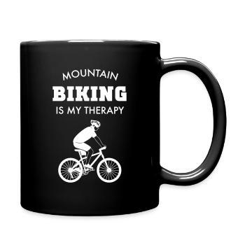 Mountainbiken ist meine Therapie - MTB-Bike - Tasse einfarbig - Schwarz - Rechts