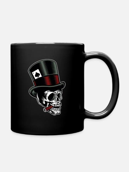 Totenkopf mit Zylinder - Tasse einfarbig - Schwarz