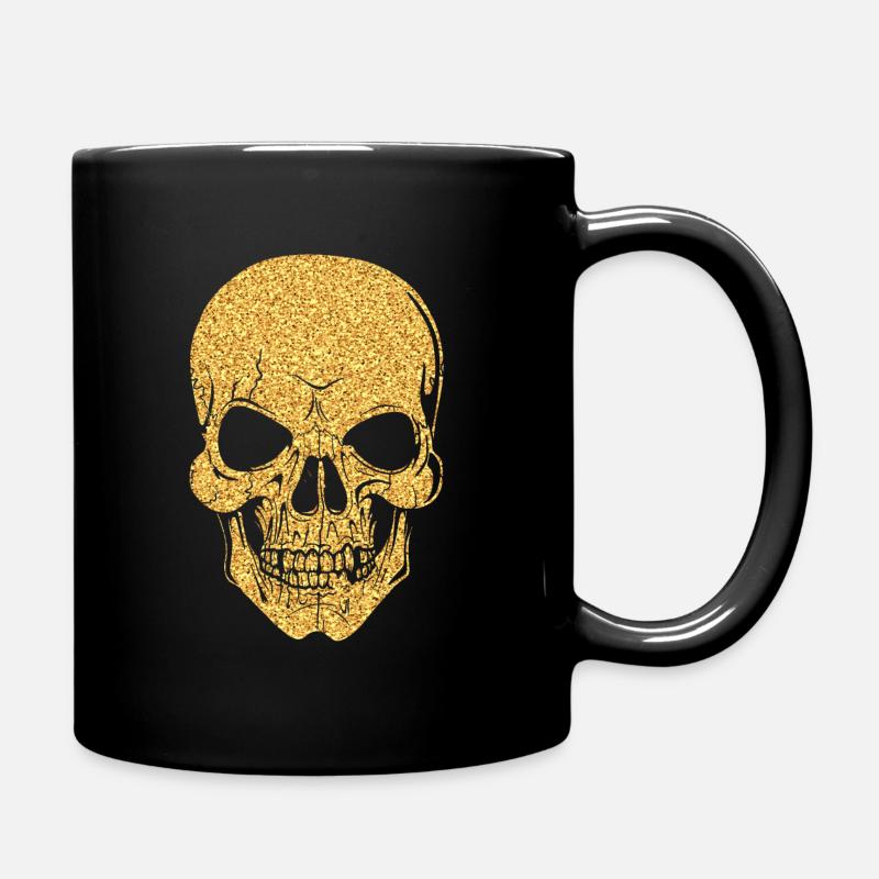 Crâne os de crâne scintillant or - Mug uni - noir