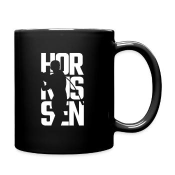 Hornussen Schrift mit Vektor - Tasse einfarbig - Schwarz - Rechts