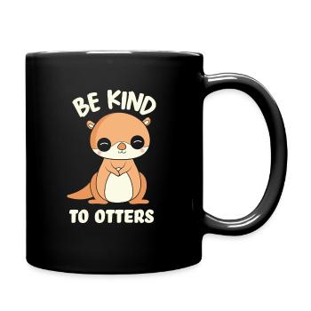 Be kind to Otters Otter Funny Animal Puns - Full Colour Mug - black - Right