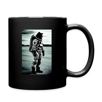 Cosmonaut cat on tarmac - Full Colour Mug - black - Right
