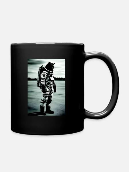 Chat cosmonaute sur tarmac - Mug uni - noir