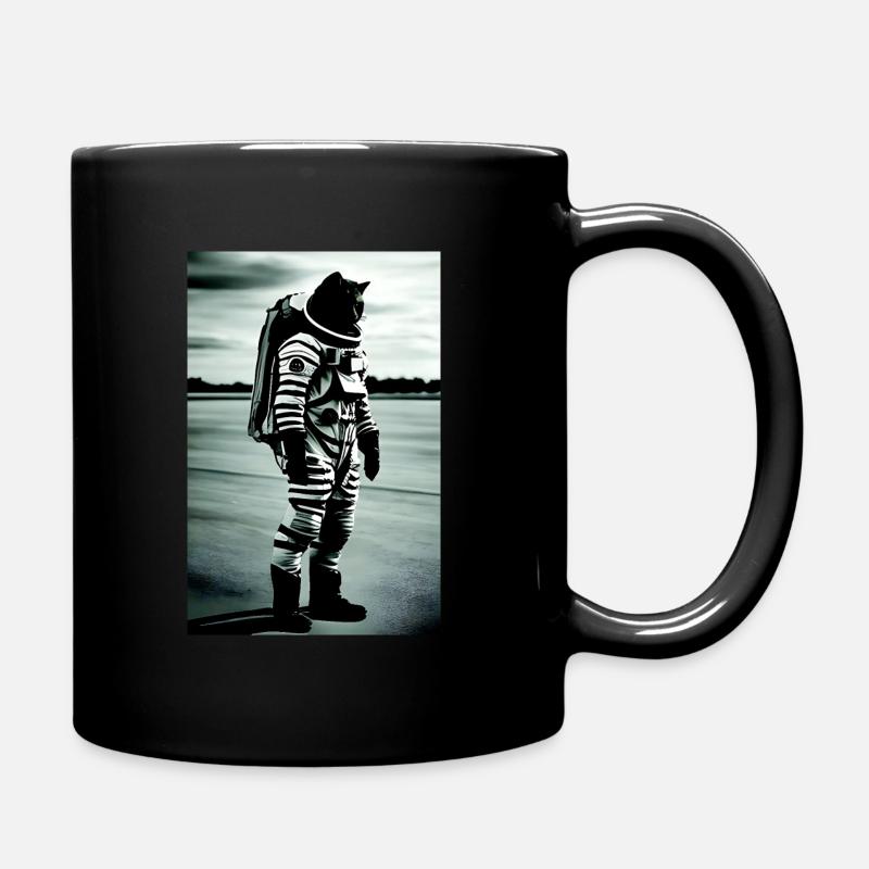 Chat cosmonaute sur tarmac - Mug uni - noir