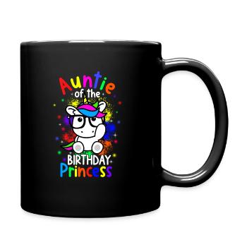 Auntie Of The Birthday Princess Unicorn Design Bir - Tasse einfarbig - Schwarz - Rechts