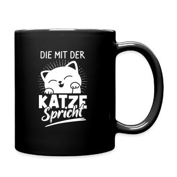 Katze Kätzchen Kater Fellnase Katzenfan Katzenlieb - Tasse einfarbig - Schwarz - Rechts