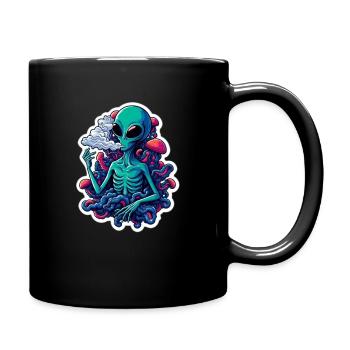 Neon Alien with Fog Smoke - Full Colour Mug - black - Right
